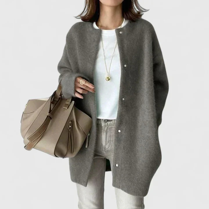Women's Relaxed Longline Cardigan with Button Up