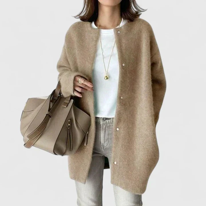 Women's Relaxed Longline Cardigan with Button Up