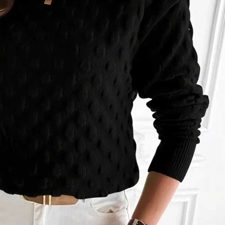 Women's Elegant Cashmere Cable Knit Jumper with Ribbed Knit Trims