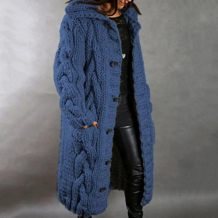 Women's Cosy Chunky Cable Knit Cardigan with Hood