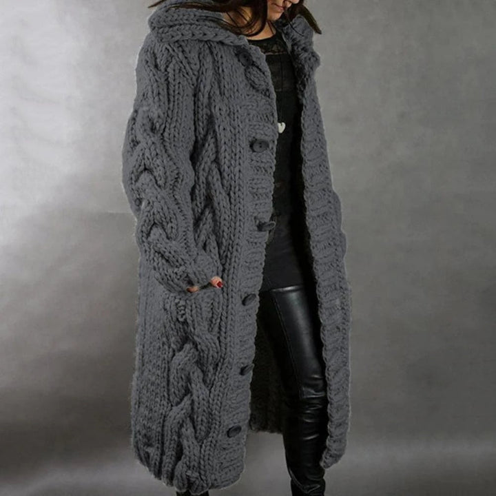 Women's Cosy Chunky Cable Knit Cardigan with Hood