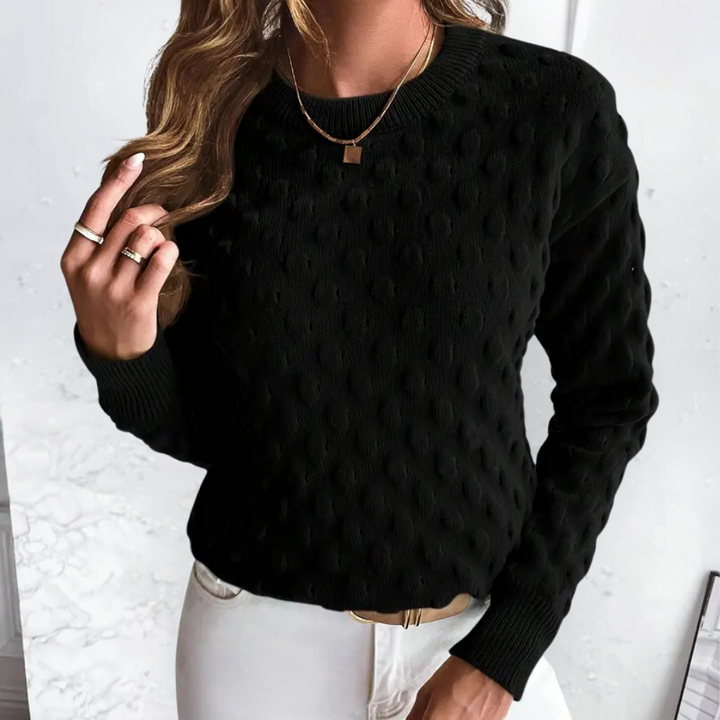 Women's Elegant Cashmere Cable Knit Jumper with Ribbed Knit Trims